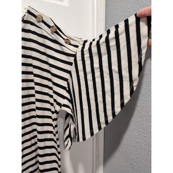 89th + Madison Striped Shirt Women Plus Size 2X Short Sleeve Linen Blend - Picture 3 of 8